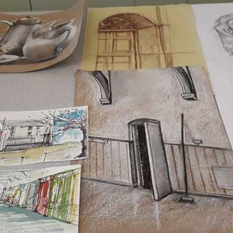 Drawing and Pen and Wash at Barnstaple Baptist Church Quay Drawing