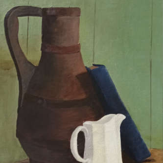 Jugs and book still life by Chrissie